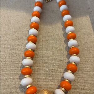 Vibrant Orange and White Beaded Necklace